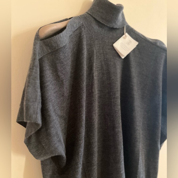 NWT Brunello Cucinelli Cashmere Sweater Turtleneck Italy Size M Monili Sleeve - Picture 2 of 13